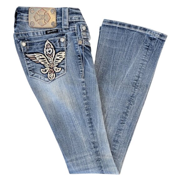 Miss Me Size 24 Tall Long Bootcut Jeans Embellished Pockets Style# JP5740B - Picture 3 of 9